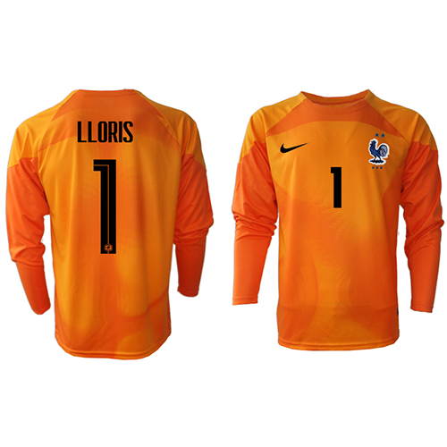Camiseta Francia Hugo Lloris #1 Portero Primera Equipación Mundial 2022 manga larga